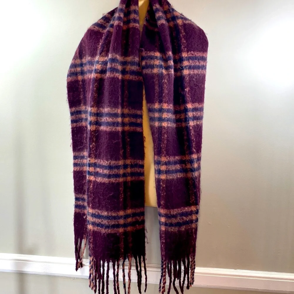 Charlie page oversized plaid eggplant blanket scarf - Picture 2 of 3